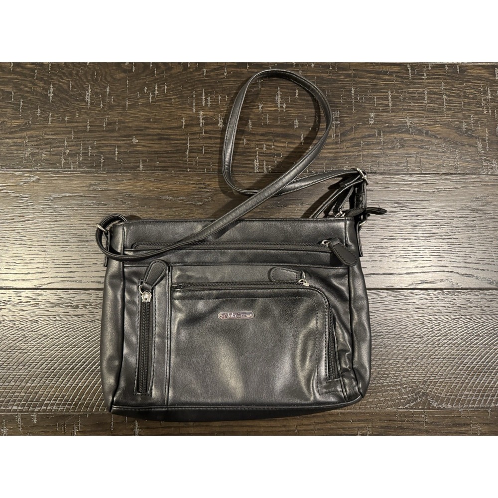 MultiSac Black Shoulder Bag Zipper Accent Inner Pockets Silver Hardware